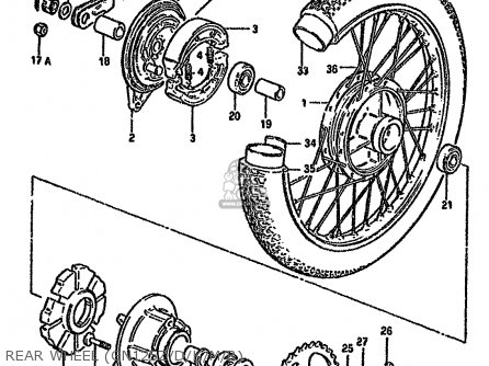 REAR WHEEL (GN125Z/D/K/M/R) - GN125E 1994 (R) SINGAPORE (E30)