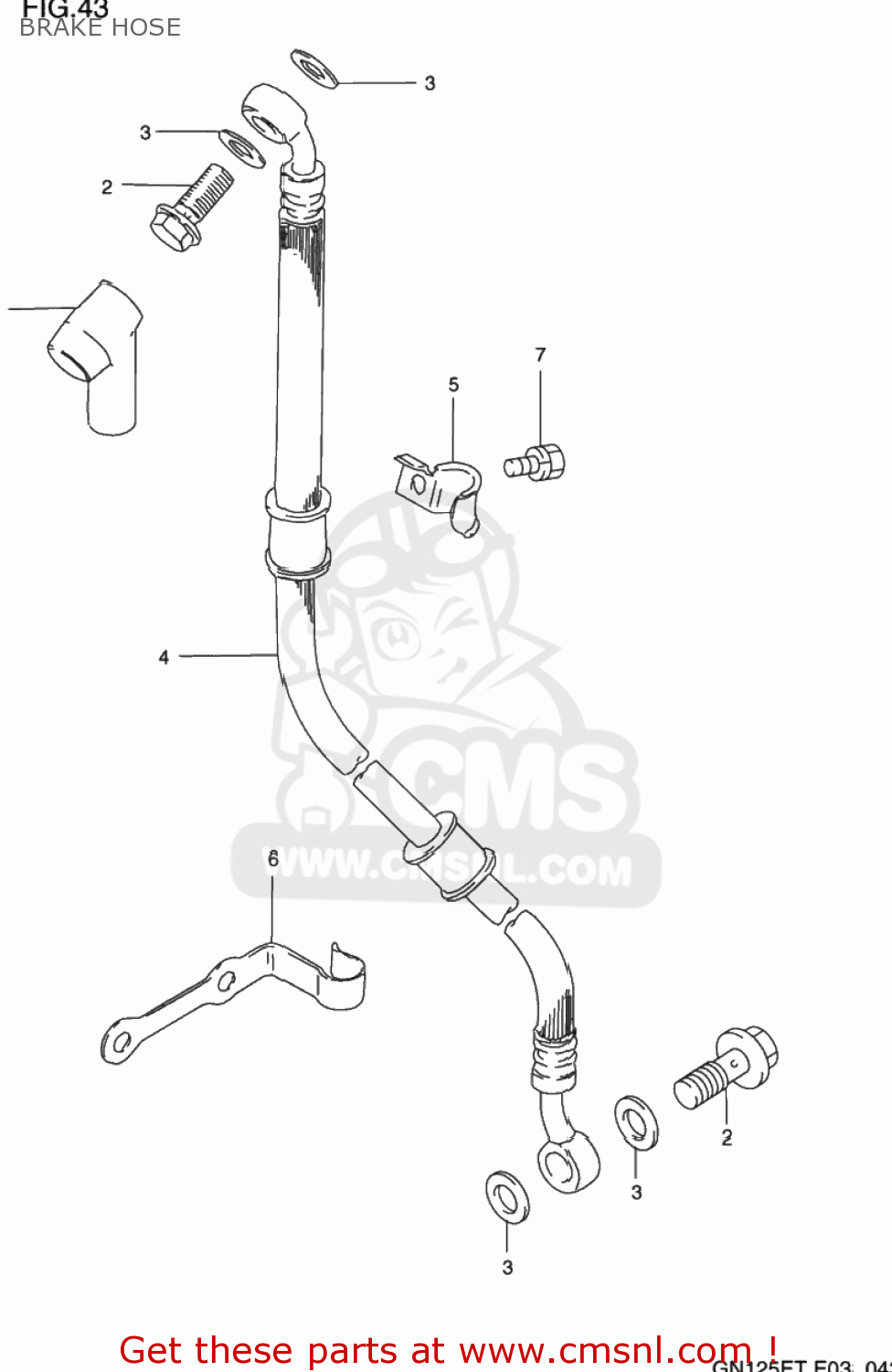 BRAKE HOSE GN125E 1994 (R) USA (E03)