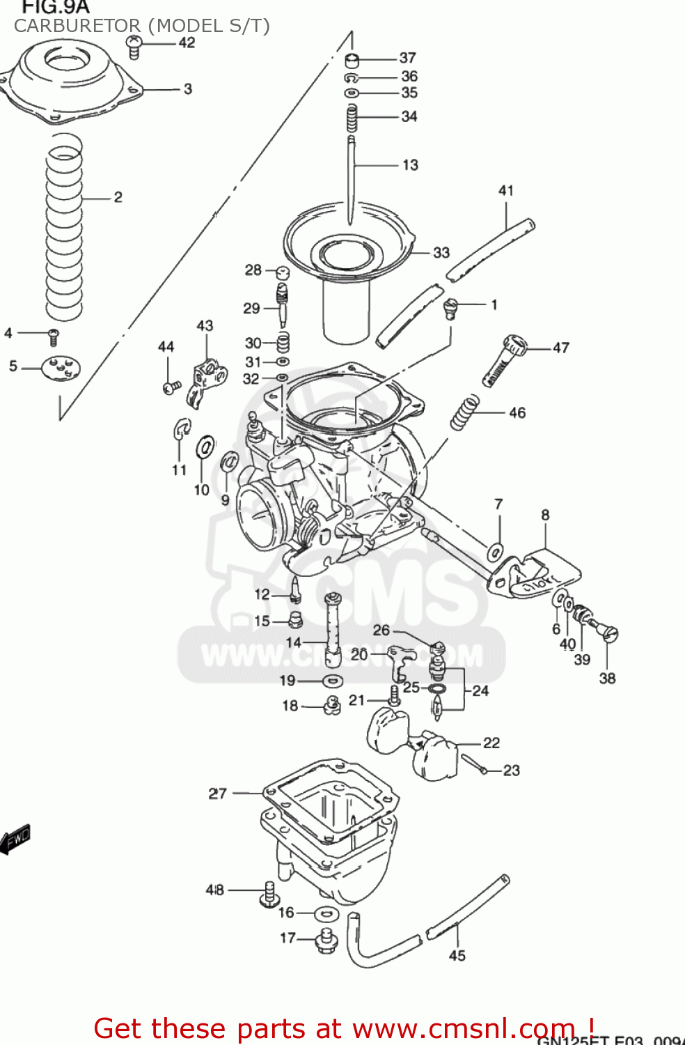 CARBURETOR (MODEL S/T) GN125E 1994 (R) USA (E03)