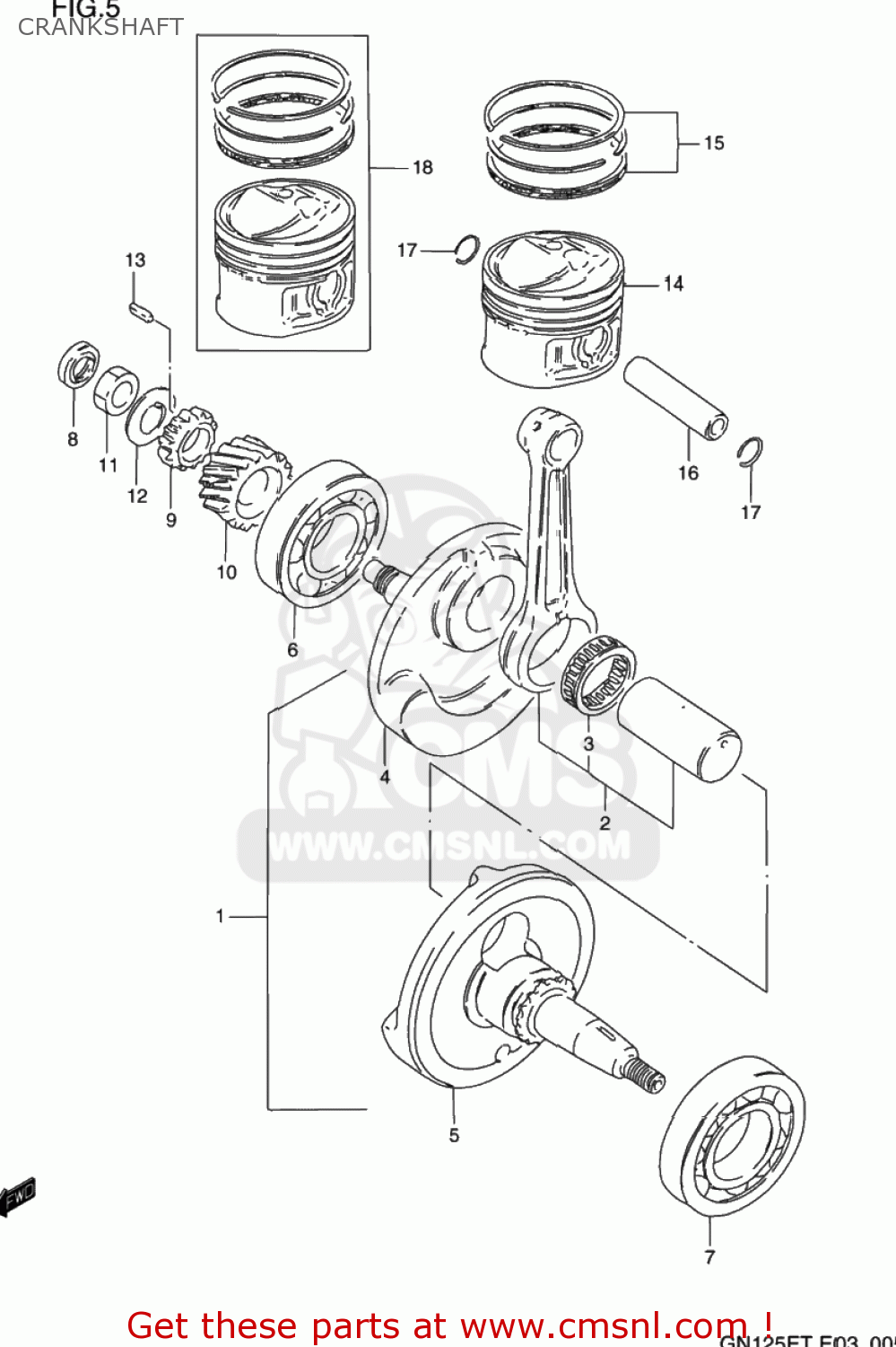 CRANKSHAFT GN125E 1994 (R) USA (E03)