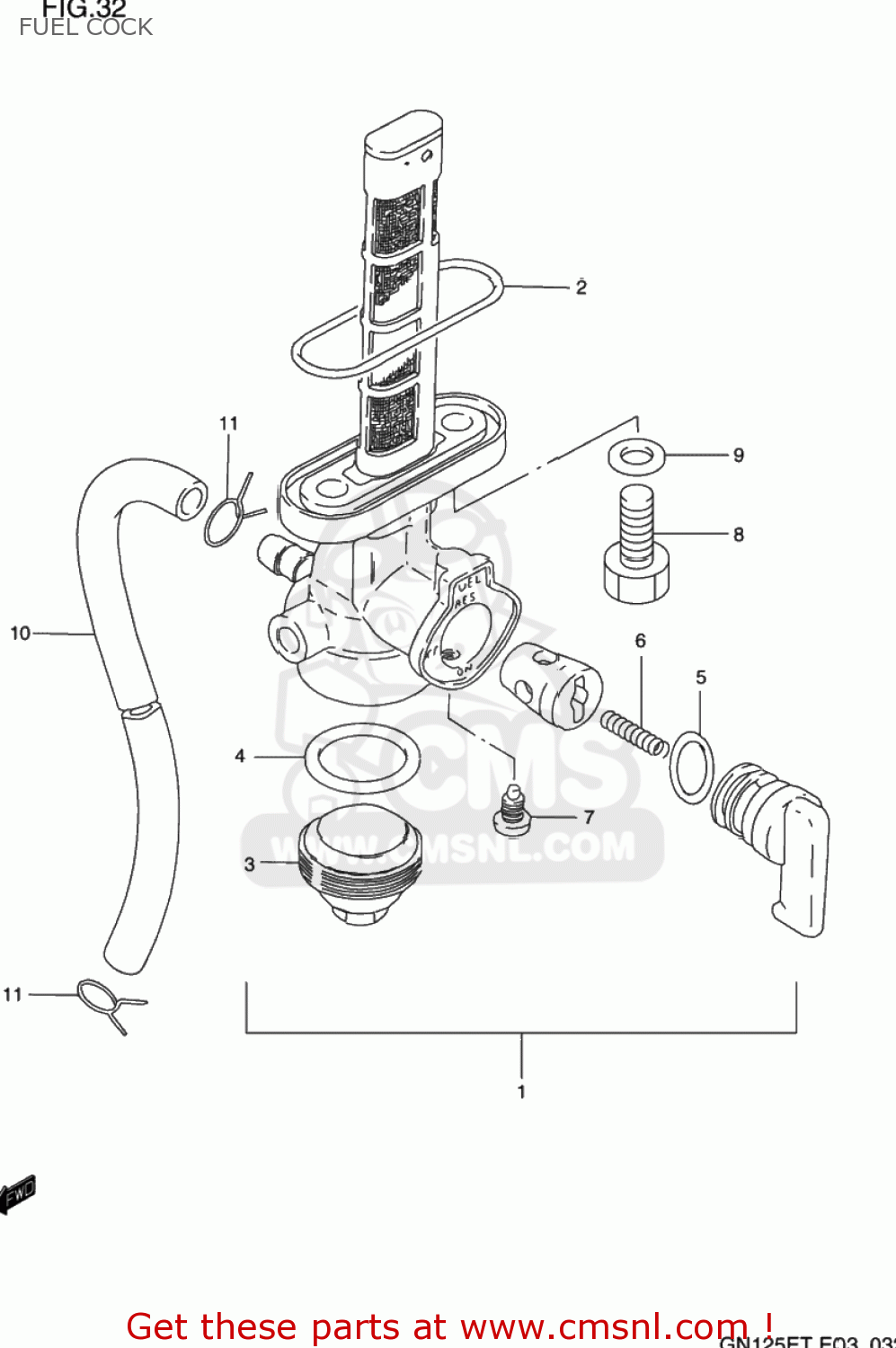 FUEL COCK GN125E 1994 (R) USA (E03)