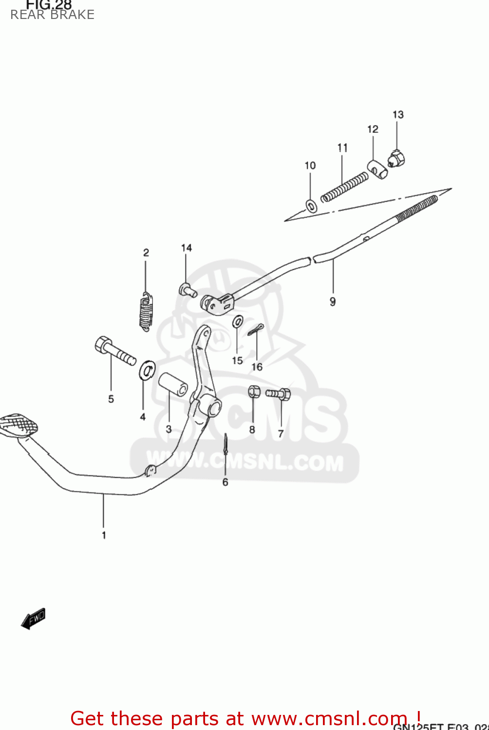 REAR BRAKE GN125E 1994 (R) USA (E03)