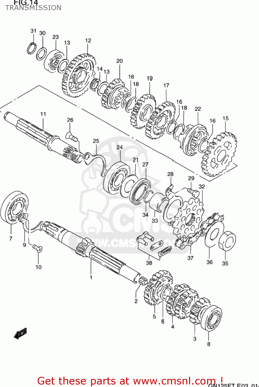 TRANSMISSION GN125E 1994 (R) USA (E03)