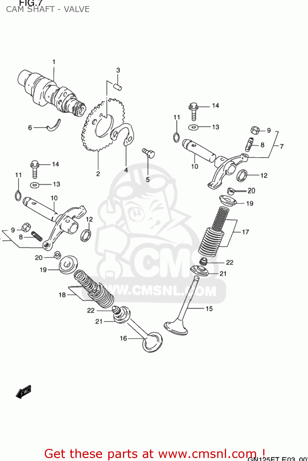 CAM SHAFT - VALVE GN125E 1995 (S) USA (E03)