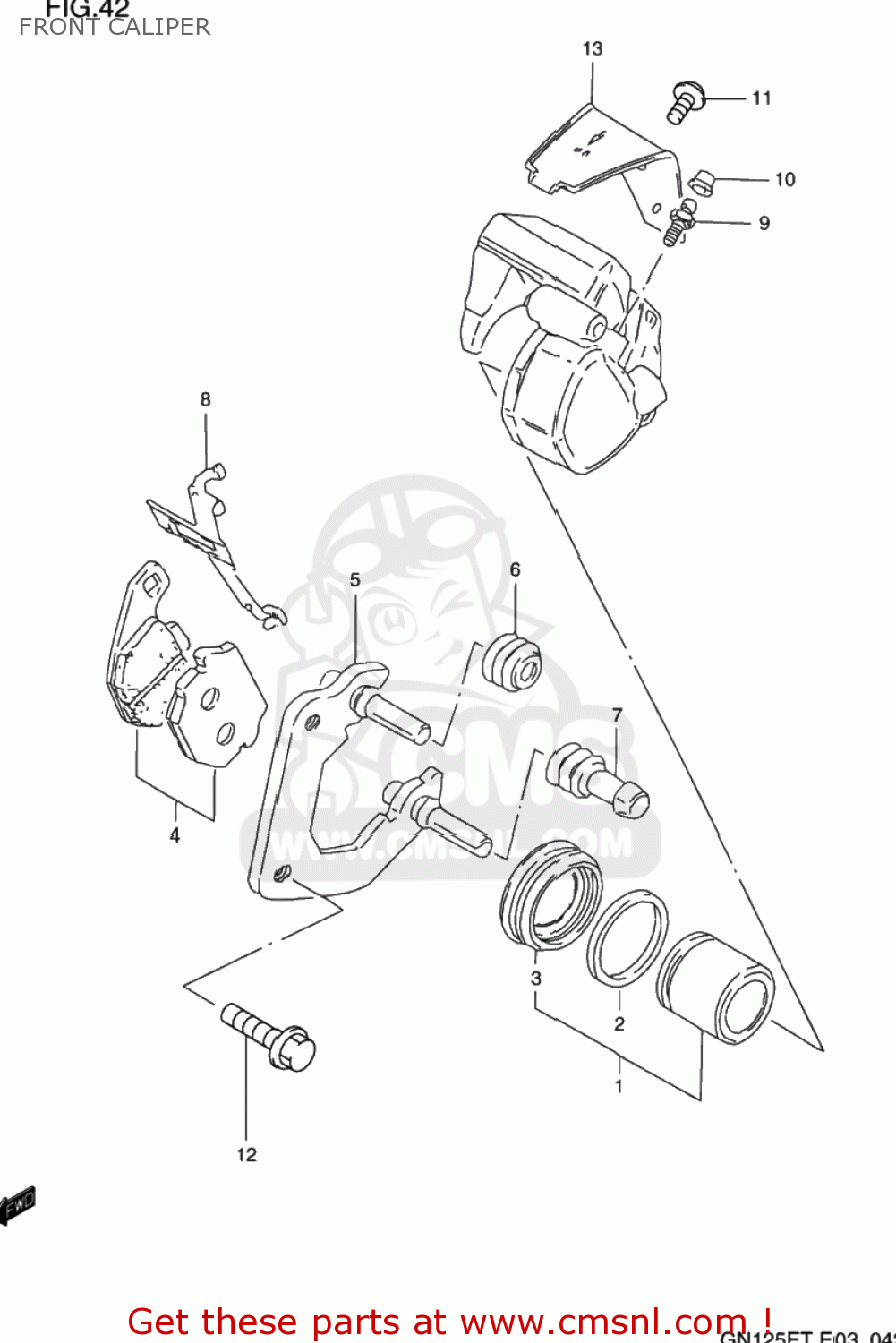 FRONT CALIPER GN125E 1995 (S) USA (E03)