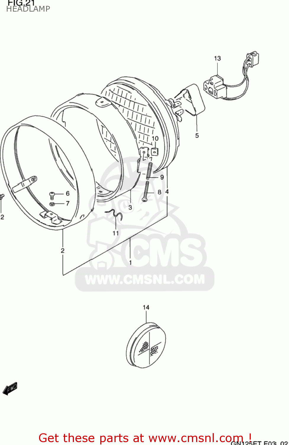 HEADLAMP GN125E 1995 (S) USA (E03)