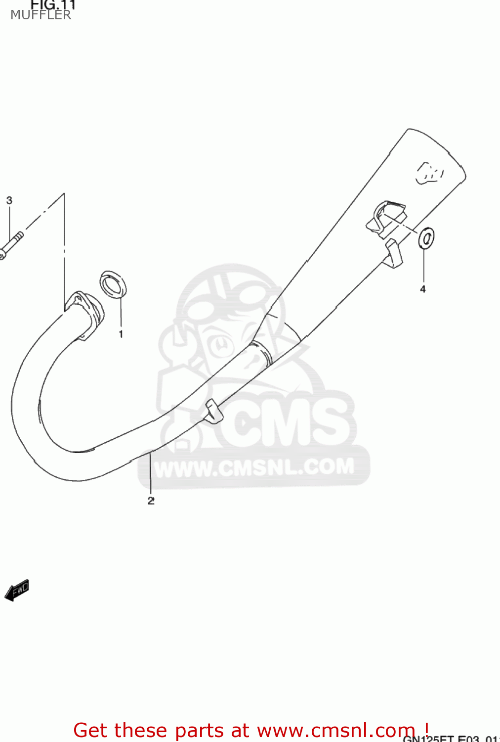 MUFFLER GN125E 1995 (S) USA (E03)