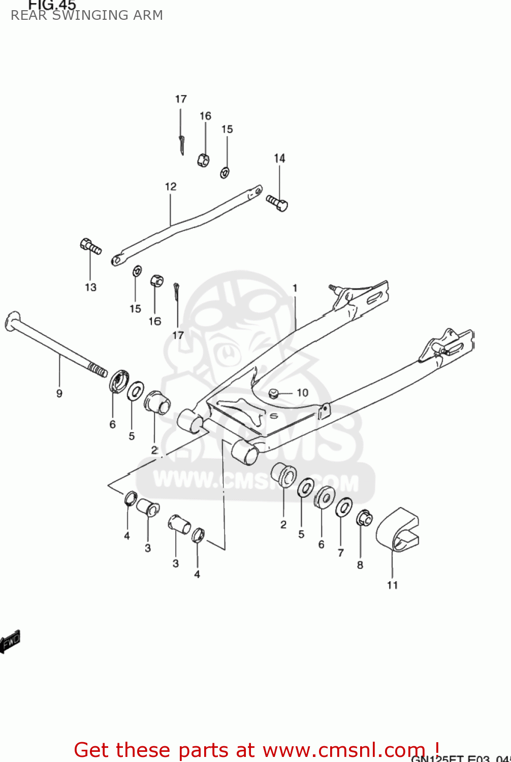 REAR SWINGING ARM GN125E 1995 (S) USA (E03)