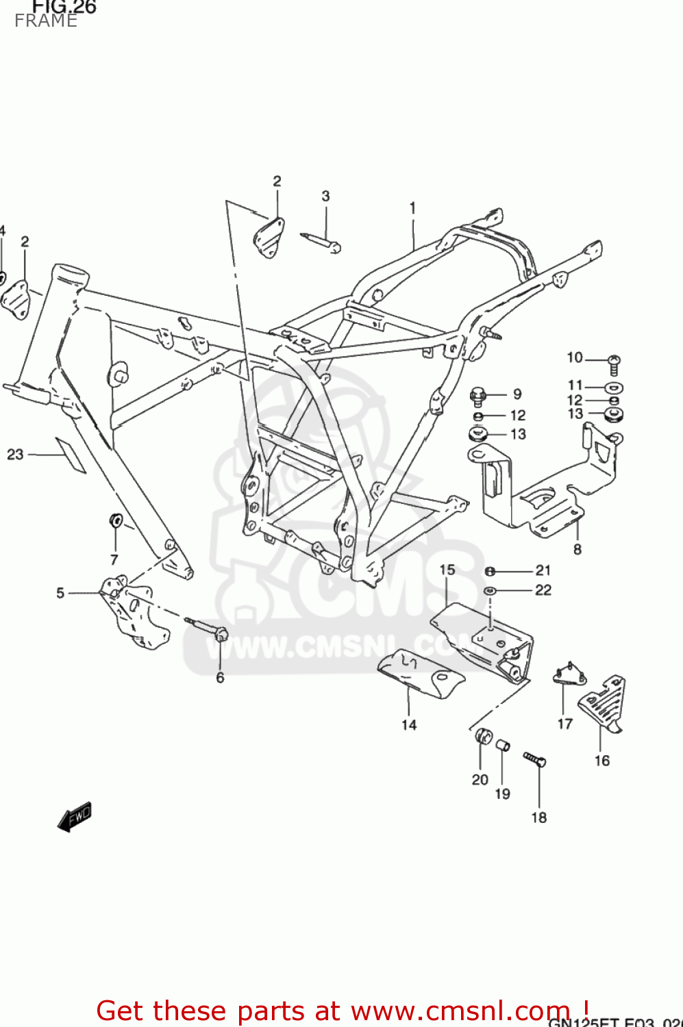 Suzuki GN125E 1996 (T) USA (E03) FRAME - buy original FRAME spares online