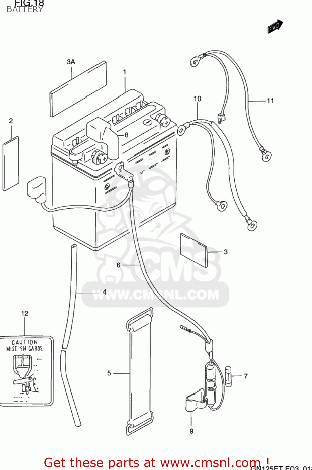 BATTERY GN125E 1996 (T) USA (E03)