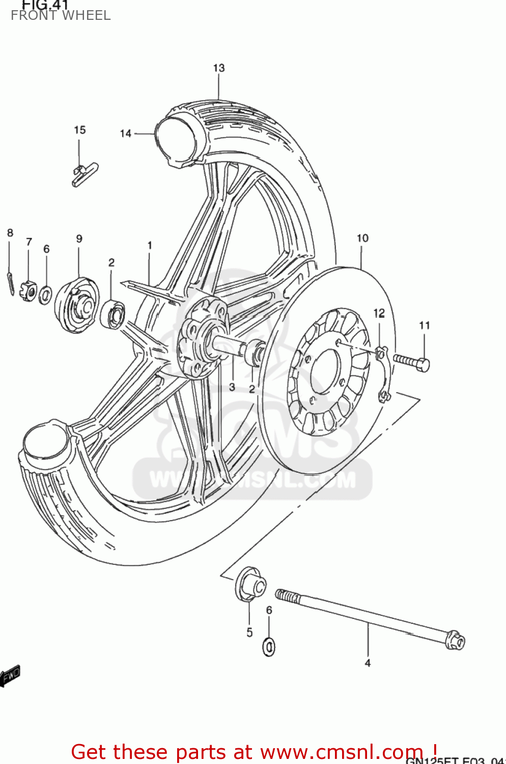 FRONT WHEEL GN125E 1996 (T) USA (E03)