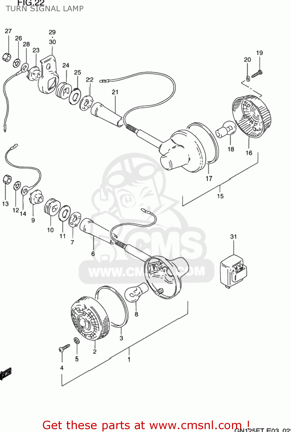 TURN SIGNAL LAMP GN125E 1996 (T) USA (E03)
