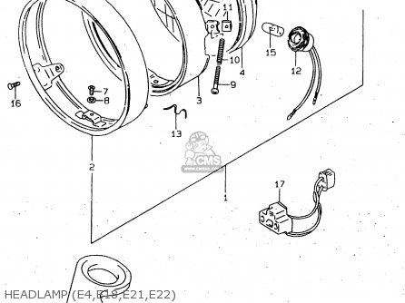 HEADLAMP (E4,E18,E21,E22) - GN125E 1997 (V) GENERAL EXPORT SINGAPORE (E01 E30)