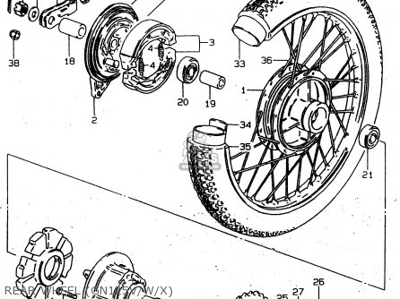 REAR WHEEL (GN125V/W/X) - GN125E 1997 (V) GENERAL EXPORT SINGAPORE (E01 E30)