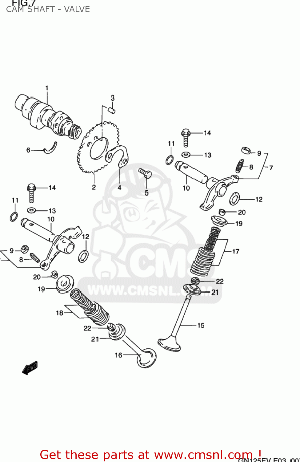 CAM SHAFT - VALVE GN125E 1997 (V) USA (E03)