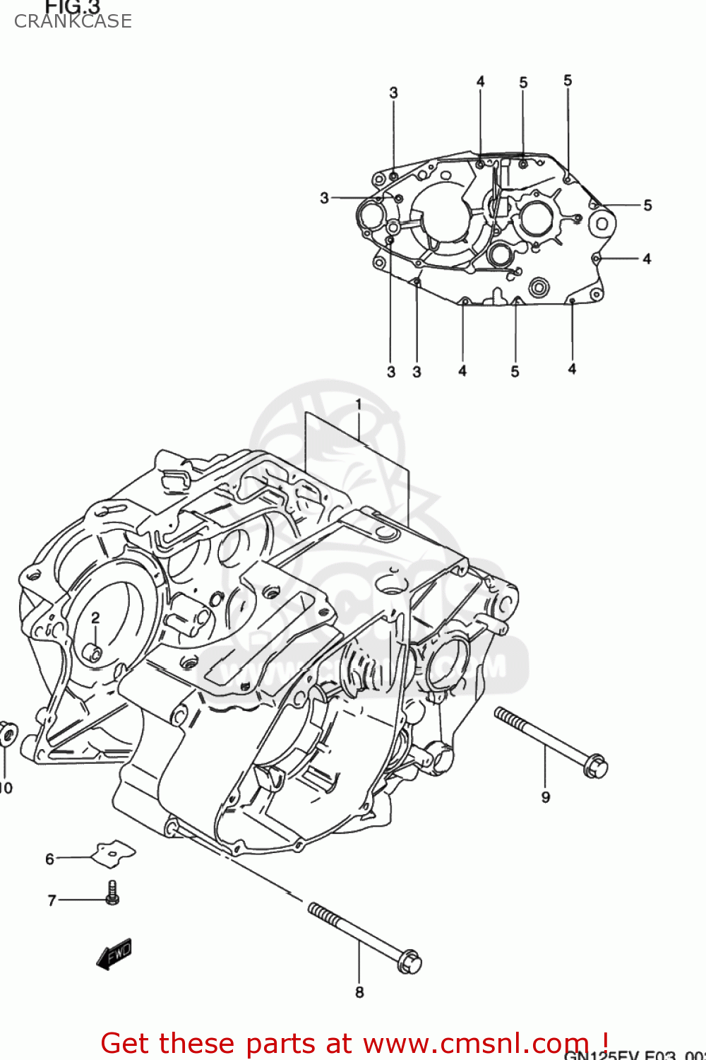 CRANKCASE GN125E 1997 (V) USA (E03)