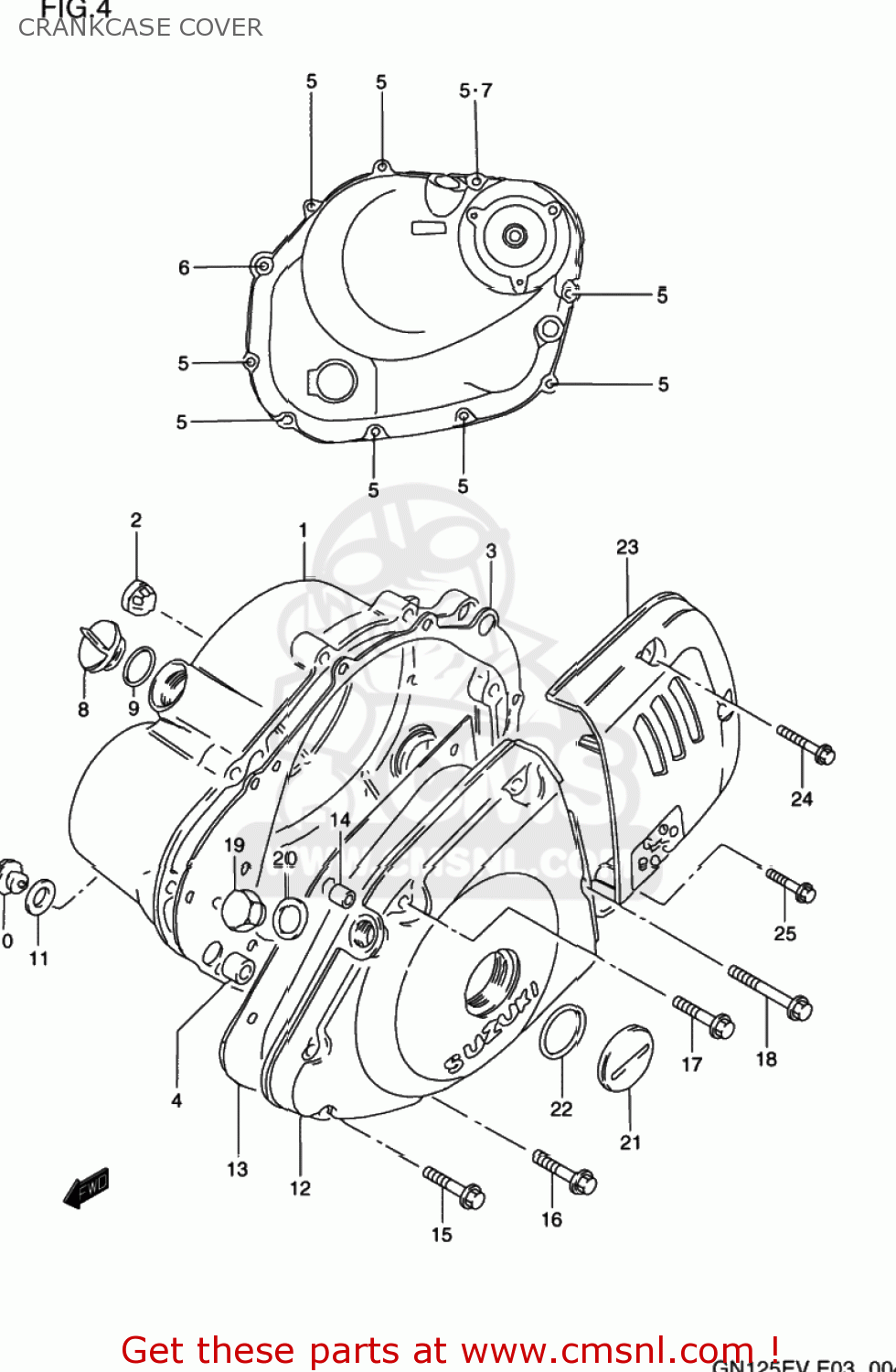 CRANKCASE COVER GN125E 1997 (V) USA (E03)