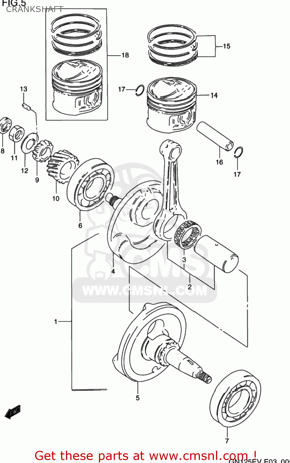 CRANKSHAFT GN125E 1997 (V) USA (E03)
