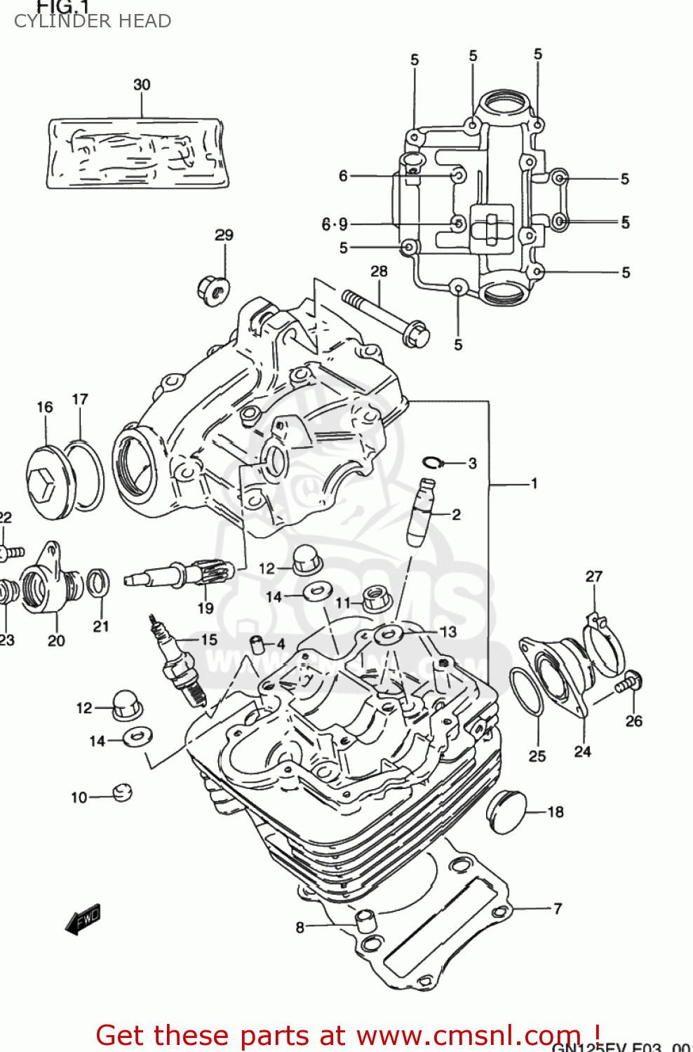 CYLINDER HEAD GN125E 1997 (V) USA (E03)
