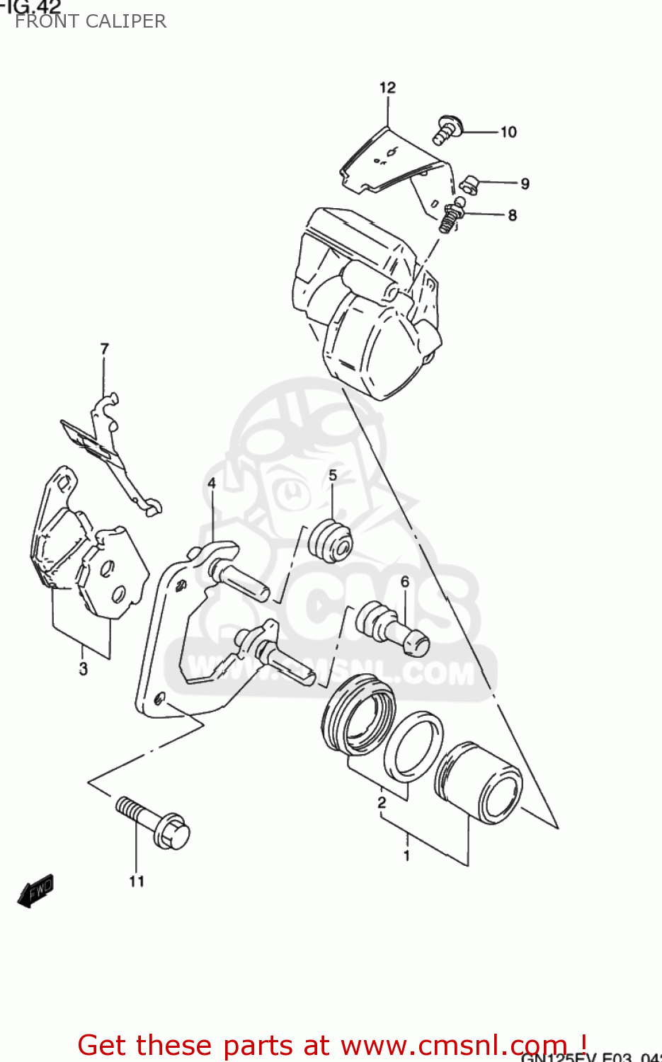 FRONT CALIPER GN125E 1997 (V) USA (E03)