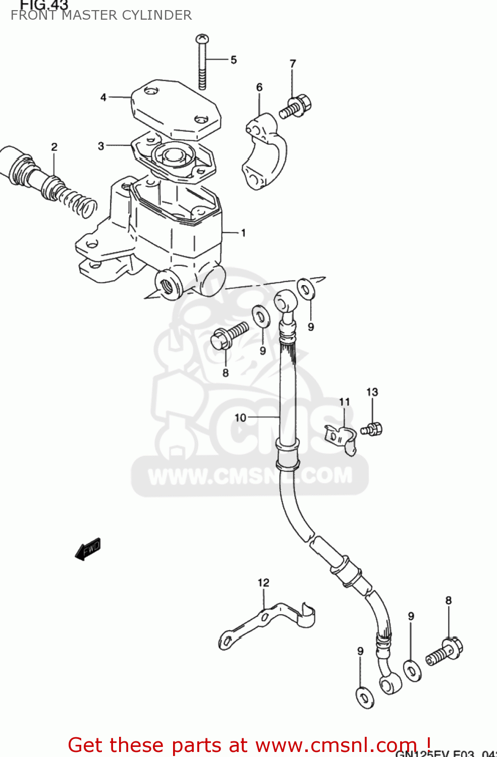 FRONT MASTER CYLINDER GN125E 1997 (V) USA (E03)