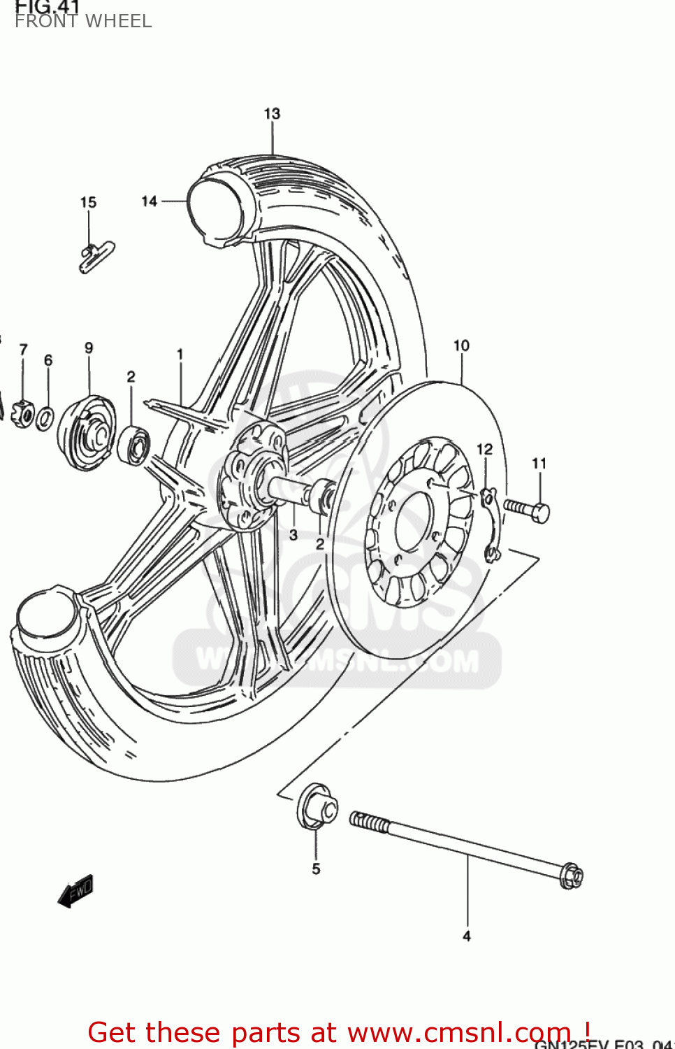 FRONT WHEEL GN125E 1997 (V) USA (E03)