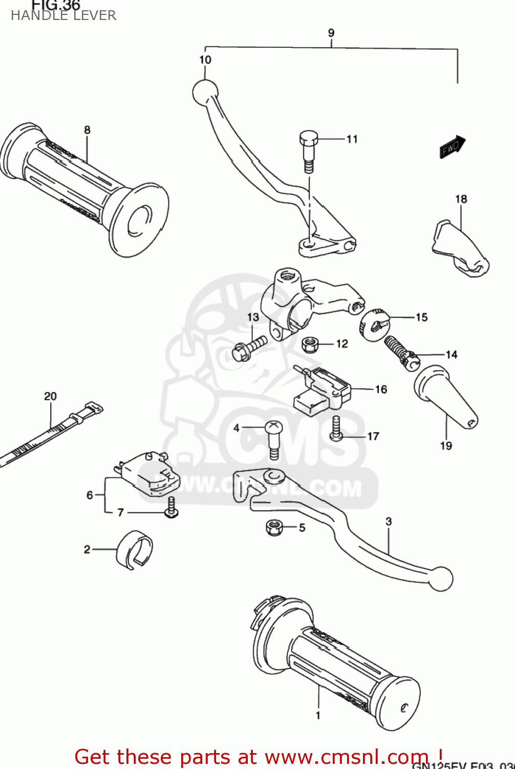 HANDLE LEVER GN125E 1997 (V) USA (E03)