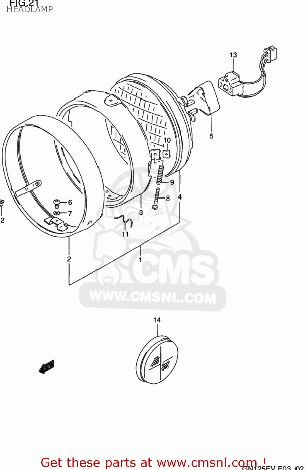 HEADLAMP GN125E 1997 (V) USA (E03)