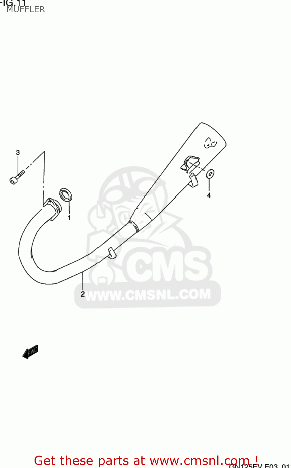 MUFFLER GN125E 1997 (V) USA (E03)
