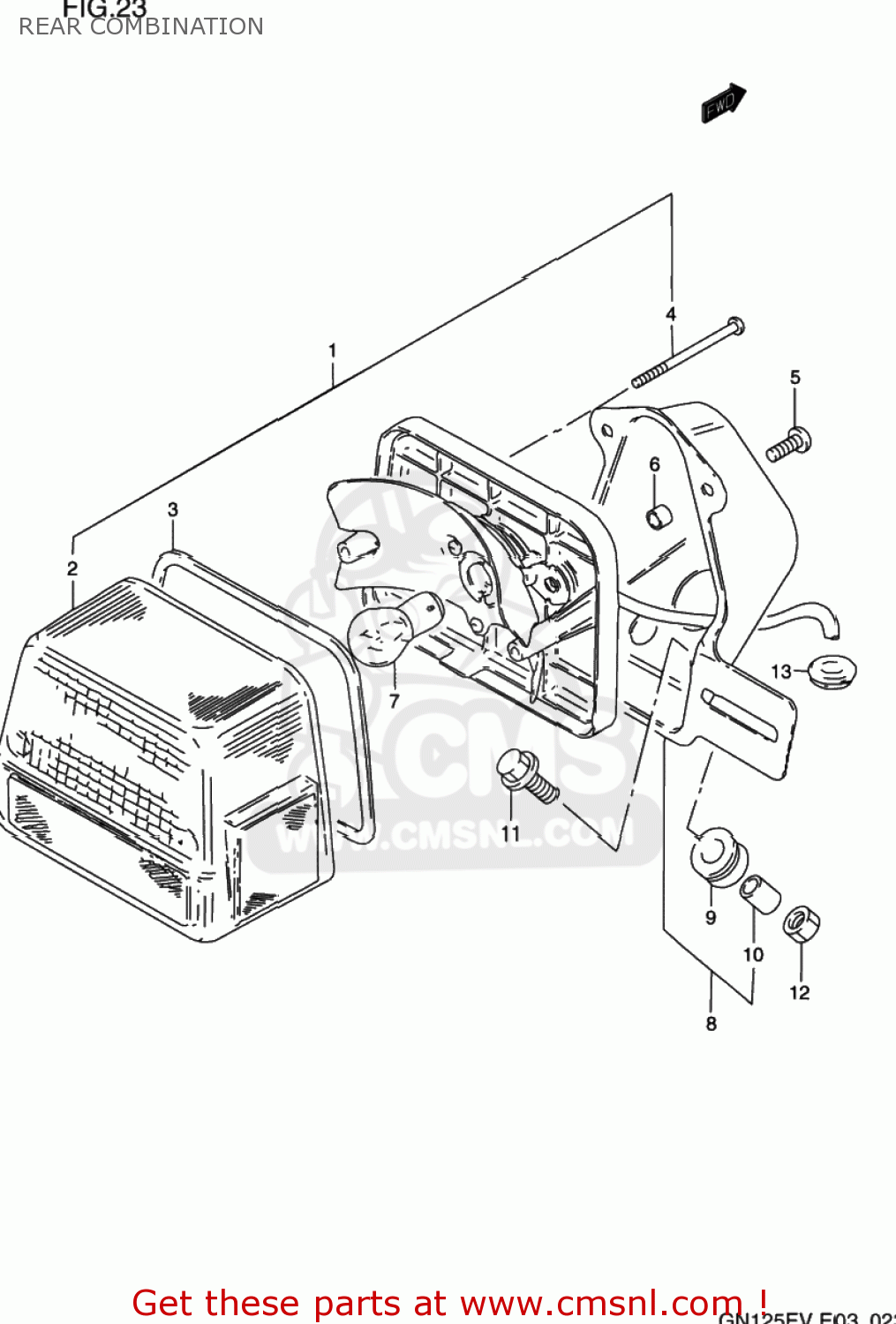 REAR COMBINATION GN125E 1997 (V) USA (E03)
