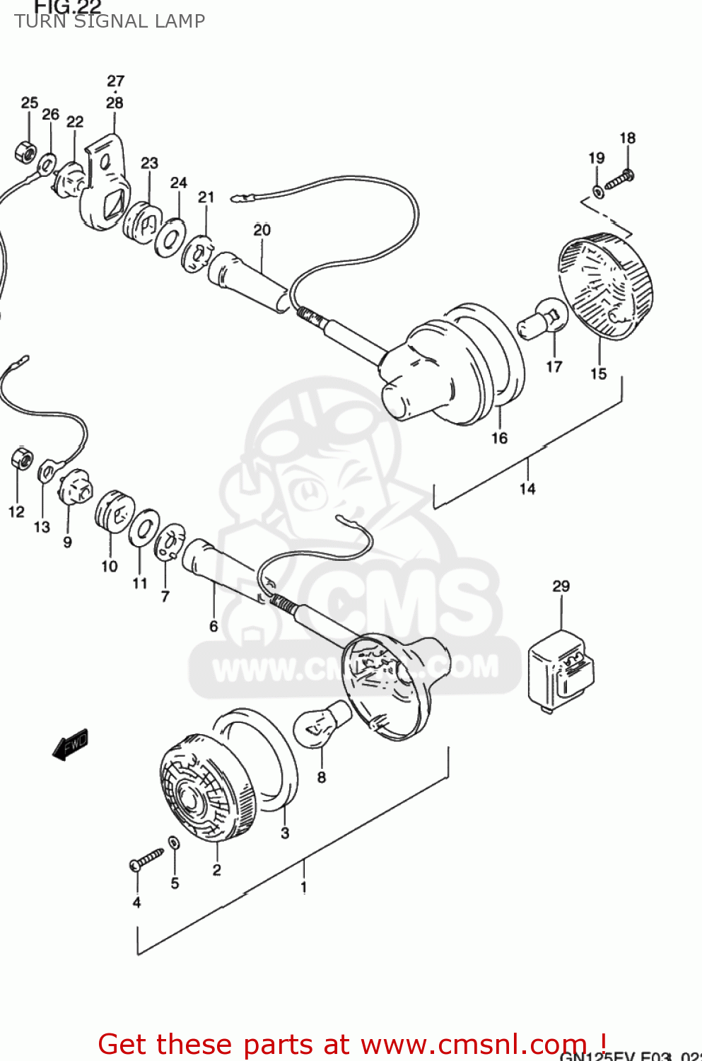 TURN SIGNAL LAMP GN125E 1997 (V) USA (E03)