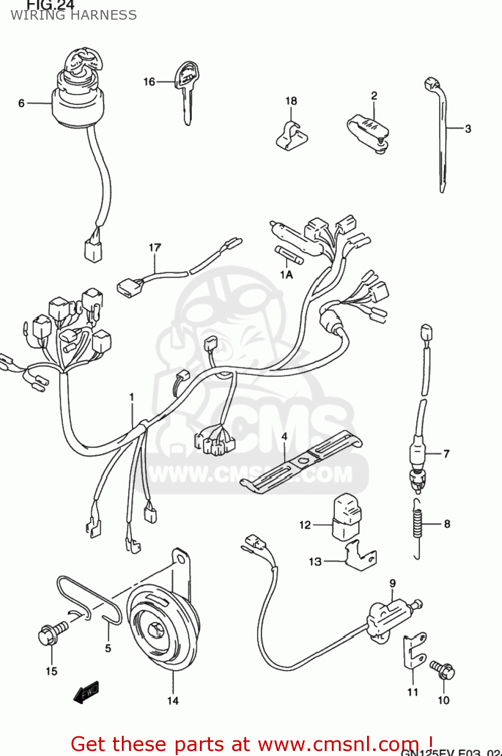 WIRING HARNESS GN125E 1997 (V) USA (E03)