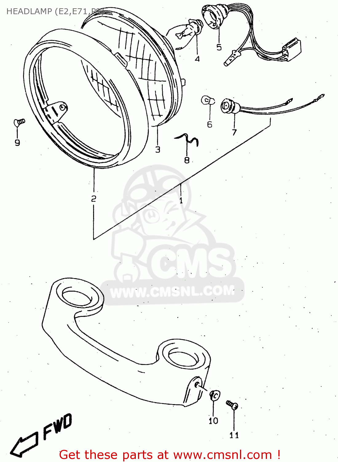 HEADLAMP (E2,E71,P9) GN125E 1998 (W) SINGAPORE (E30)