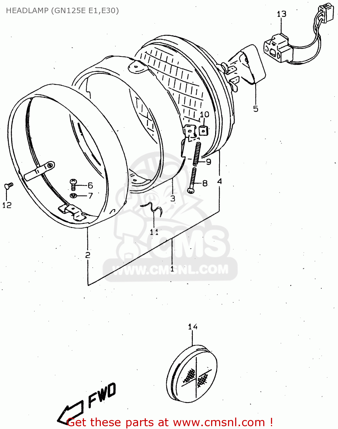 HEADLAMP (GN125E E1,E30) GN125E 1998 (W) SINGAPORE (E30)
