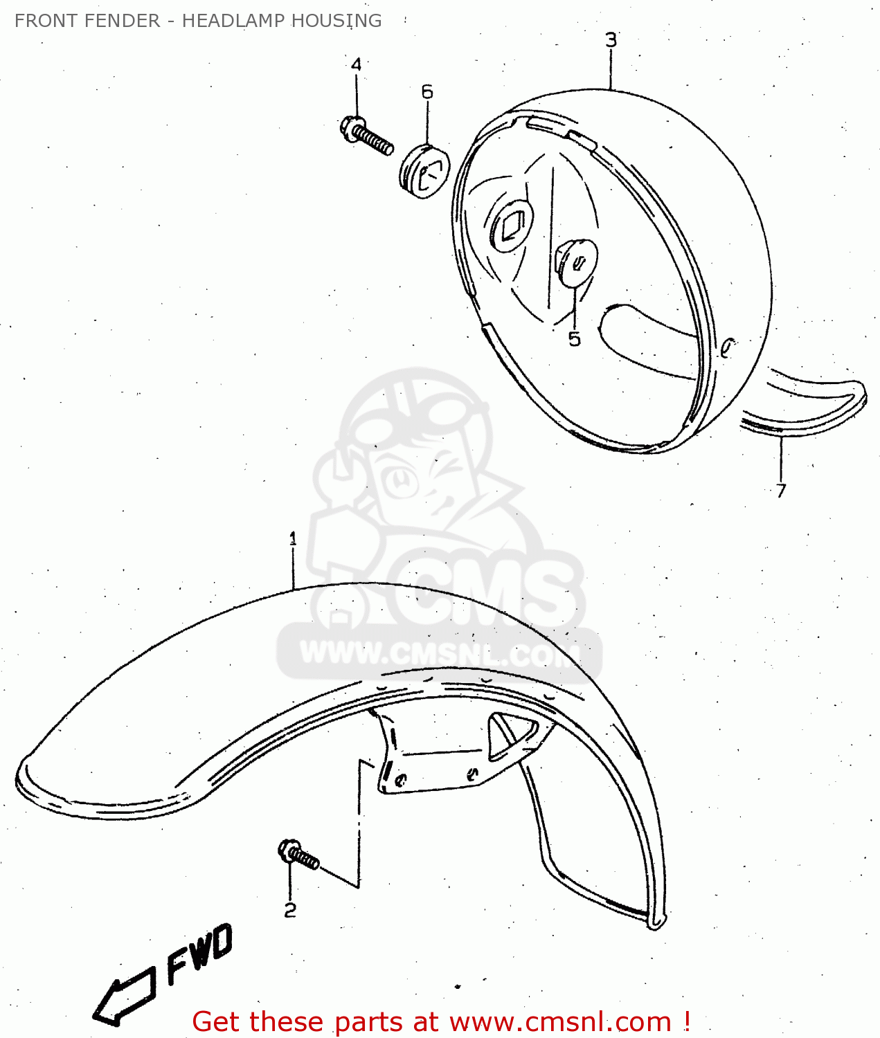FRONT FENDER - HEADLAMP HOUSING GN125E 1998 (W) SINGAPORE (E30)