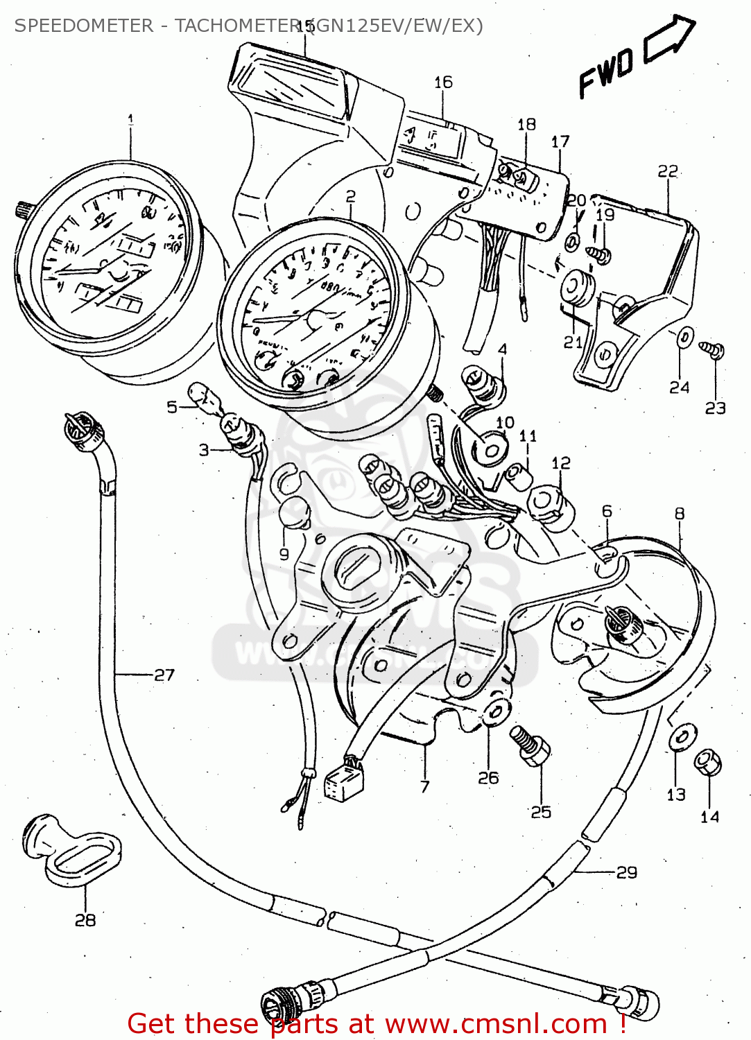 SPEEDOMETER - TACHOMETER (GN125EV/EW/EX) GN125E 1999 (X) SINGAPORE (E30)