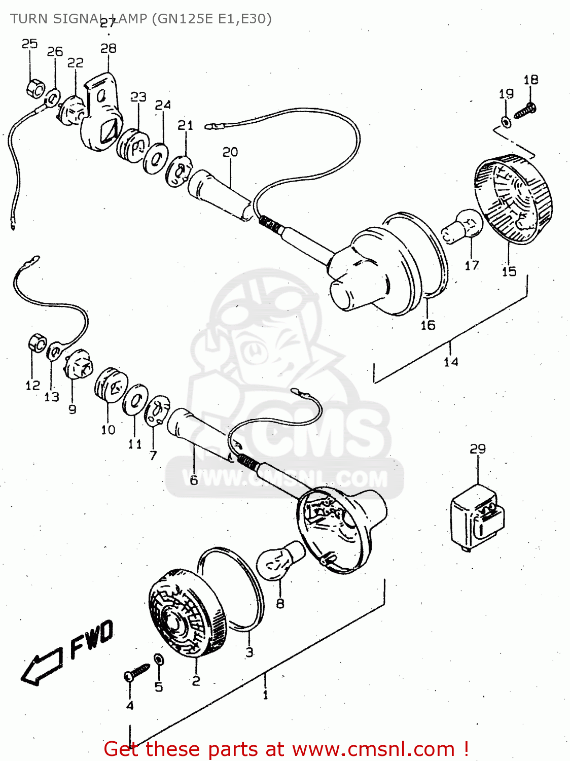 TURN SIGNAL LAMP (GN125E E1,E30) GN125E 1999 (X) SINGAPORE (E30)