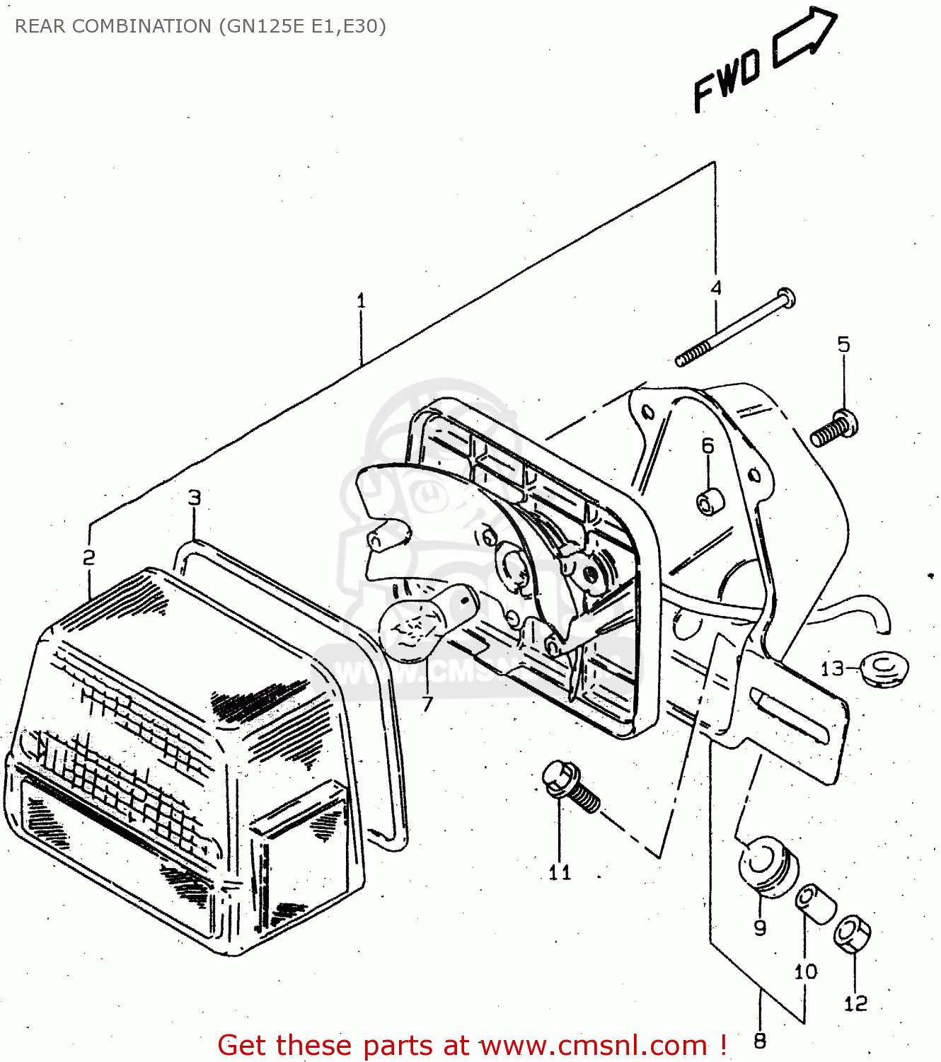 REAR COMBINATION (GN125E E1,E30) GN125E 1999 (X) SINGAPORE (E30)
