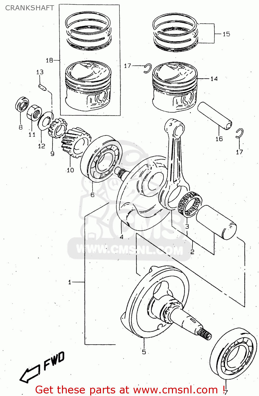 CRANKSHAFT GN125U 1997 (V) GERMANY (E22)
