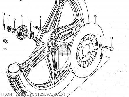 FRONT WHEEL (GN125EV/EW/EX) - GN125U 1997 (V) GERMANY (E22)