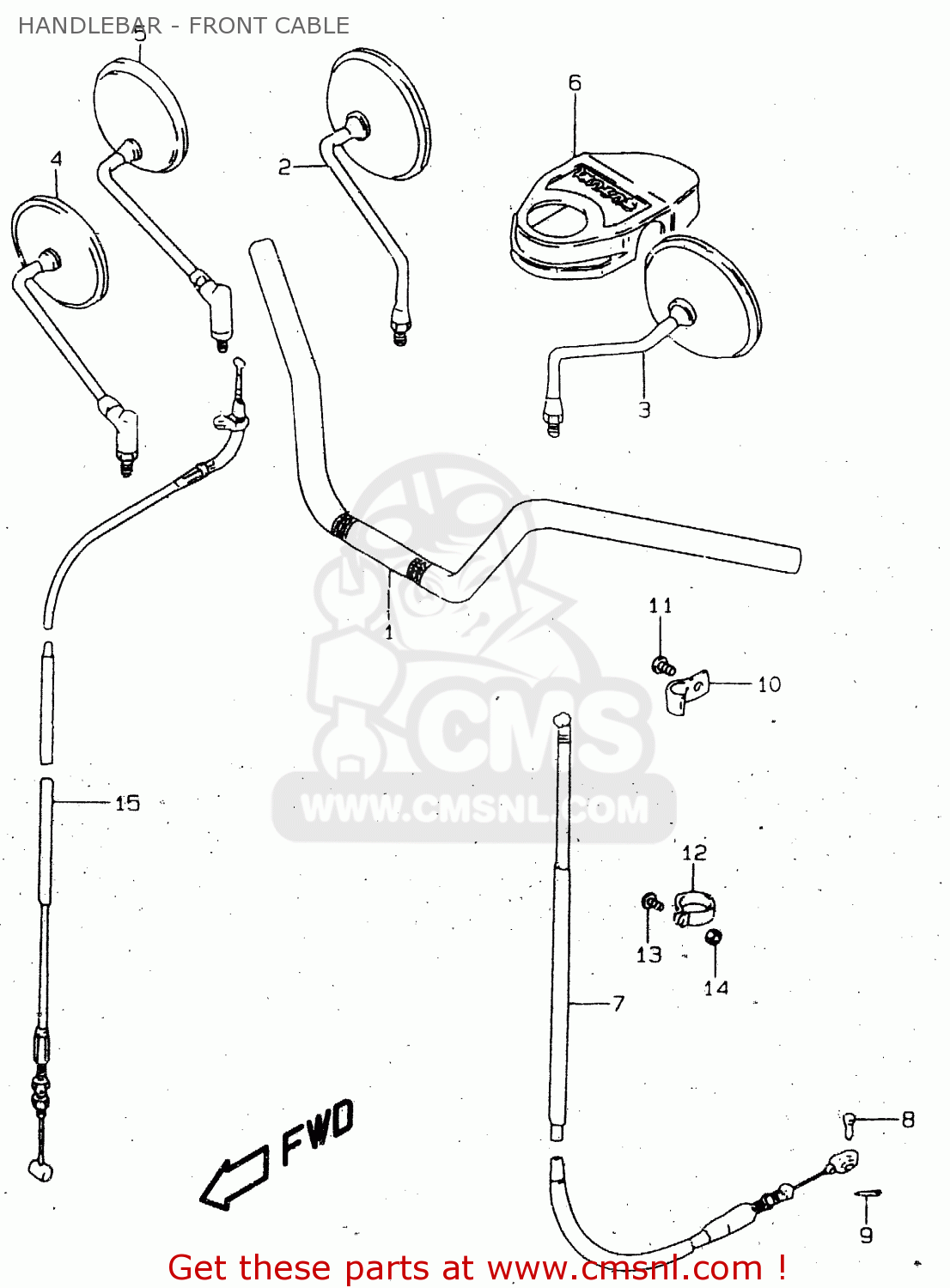HANDLEBAR - FRONT CABLE GN125U 1998 (W) GERMANY (E22)