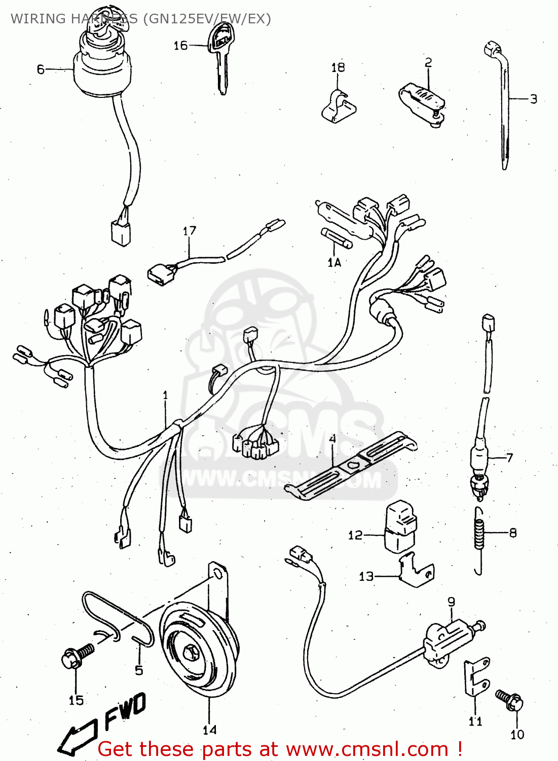 WIRING HARNESS (GN125EV/EW/EX) GN125U 1999 (X) GERMANY (E22)