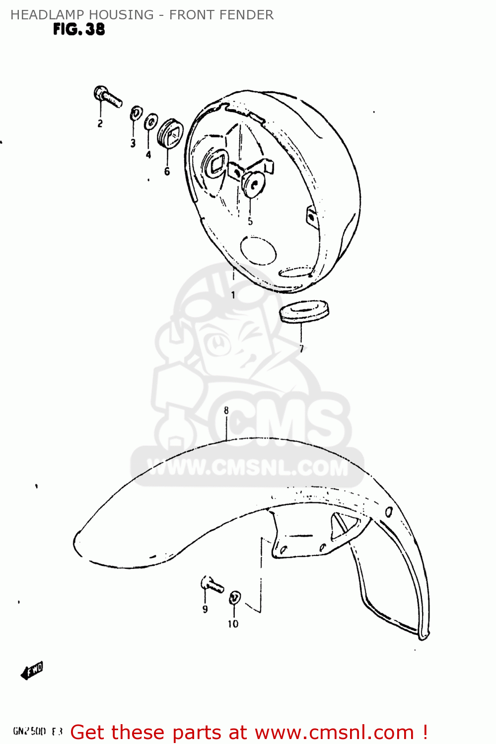 HEADLAMP HOUSING - FRONT FENDER GN250 1982 (Z) USA (E03)