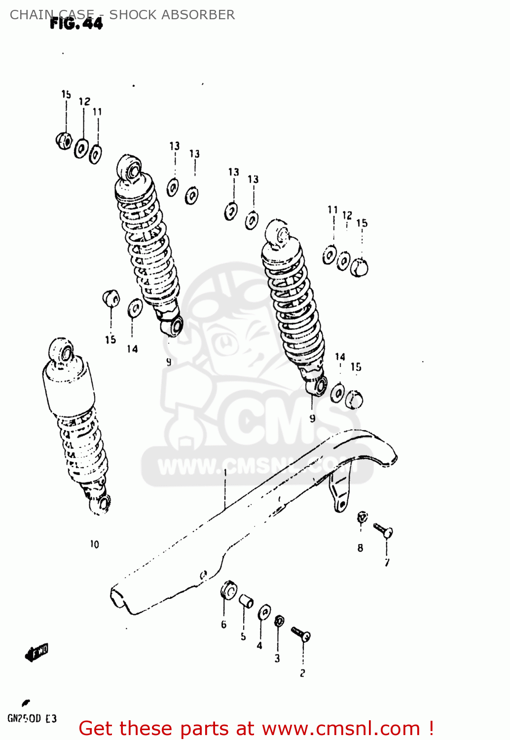 CHAIN CASE - SHOCK ABSORBER GN250 1983 (D) USA (E03)