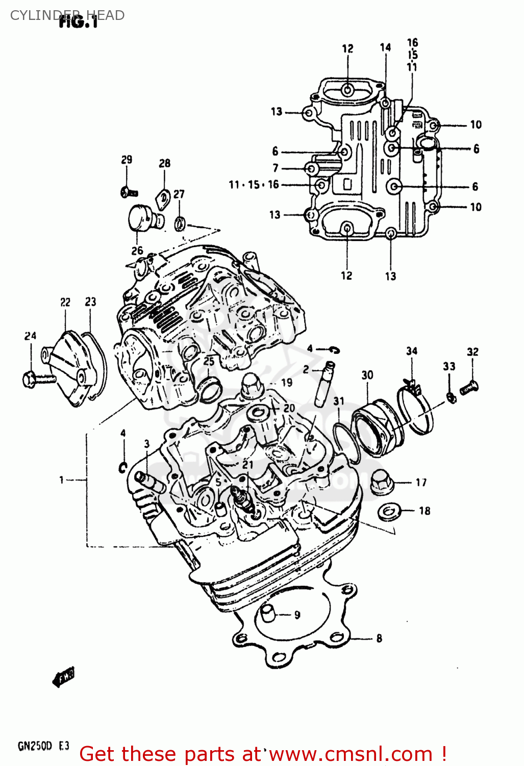 CYLINDER HEAD GN250 1983 (D) USA (E03)