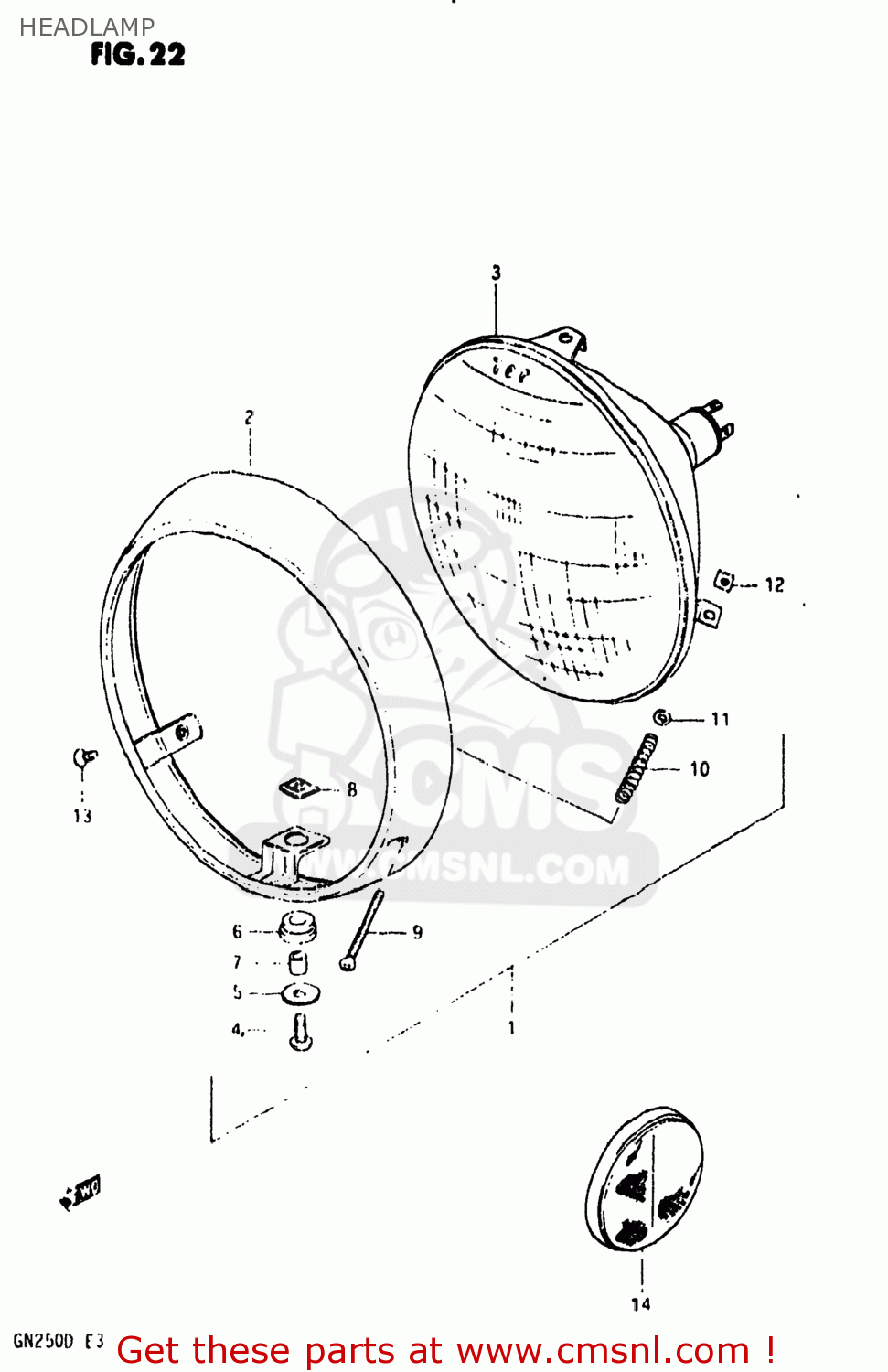 HEADLAMP GN250 1983 (D) USA (E03)