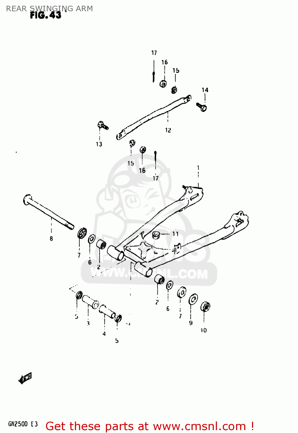 REAR SWINGING ARM GN250 1983 (D) USA (E03)