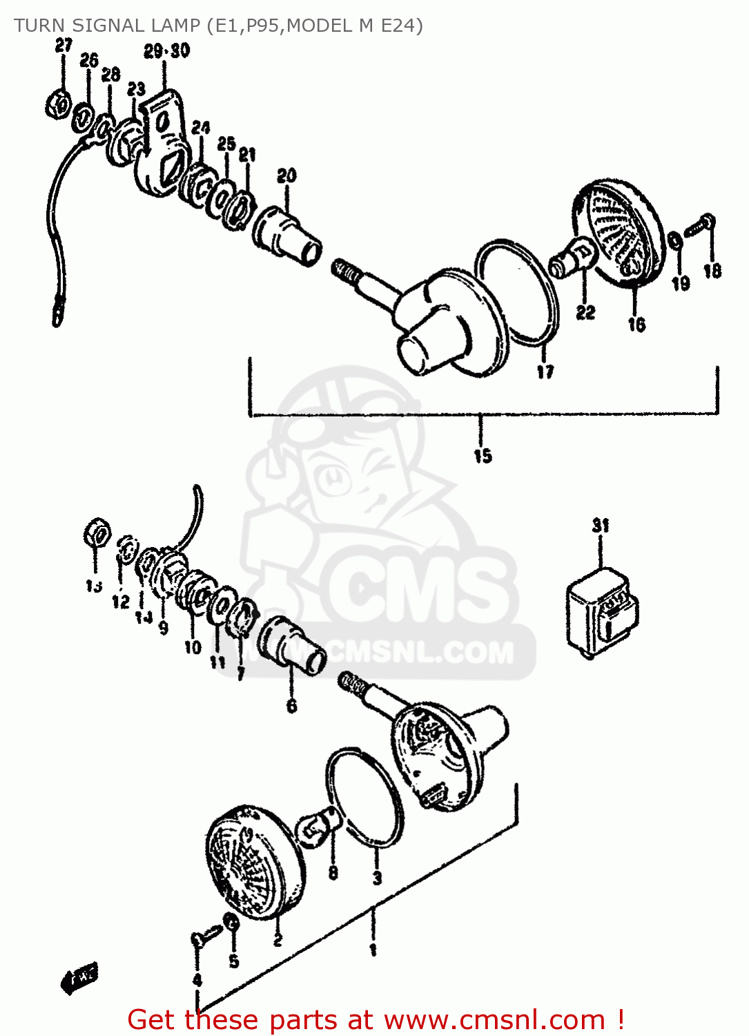 TURN SIGNAL LAMP (E1,P95,MODEL M E24) GN250 1988 (J) (E2 E22 E24 E39 E53)