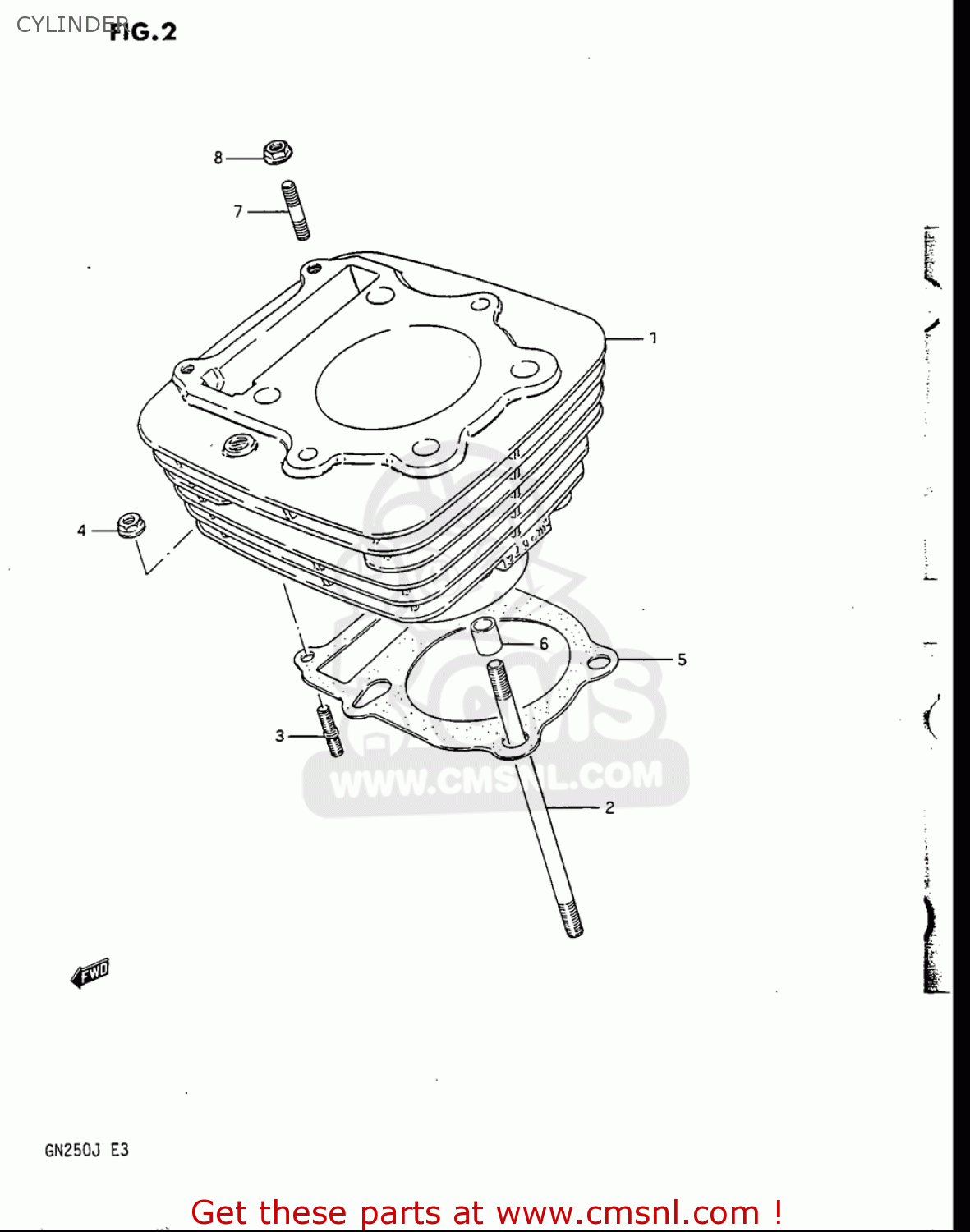CYLINDER GN250 1988 (J) USA (E03)