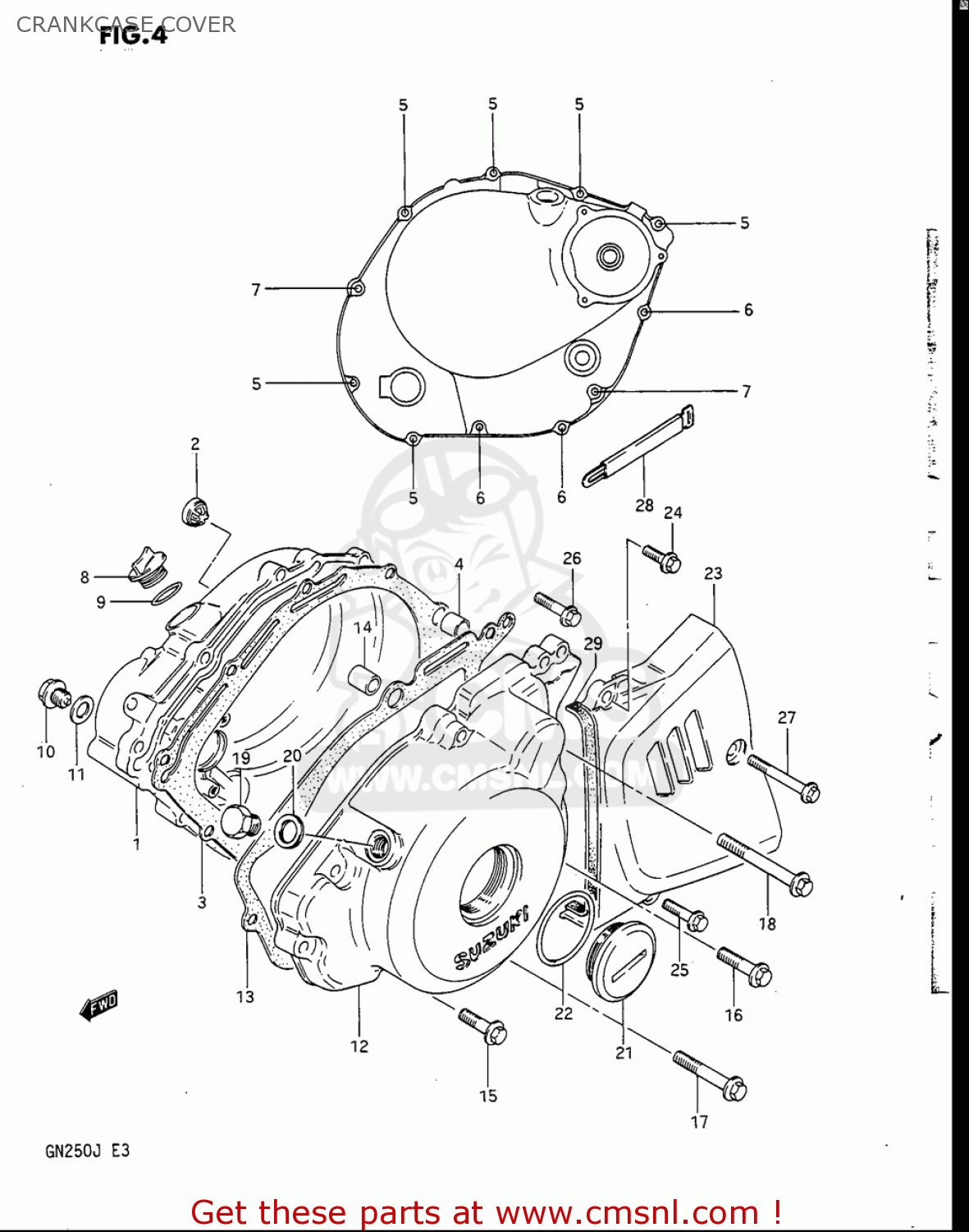 CRANKCASE COVER GN250 1988 (J) USA (E03)